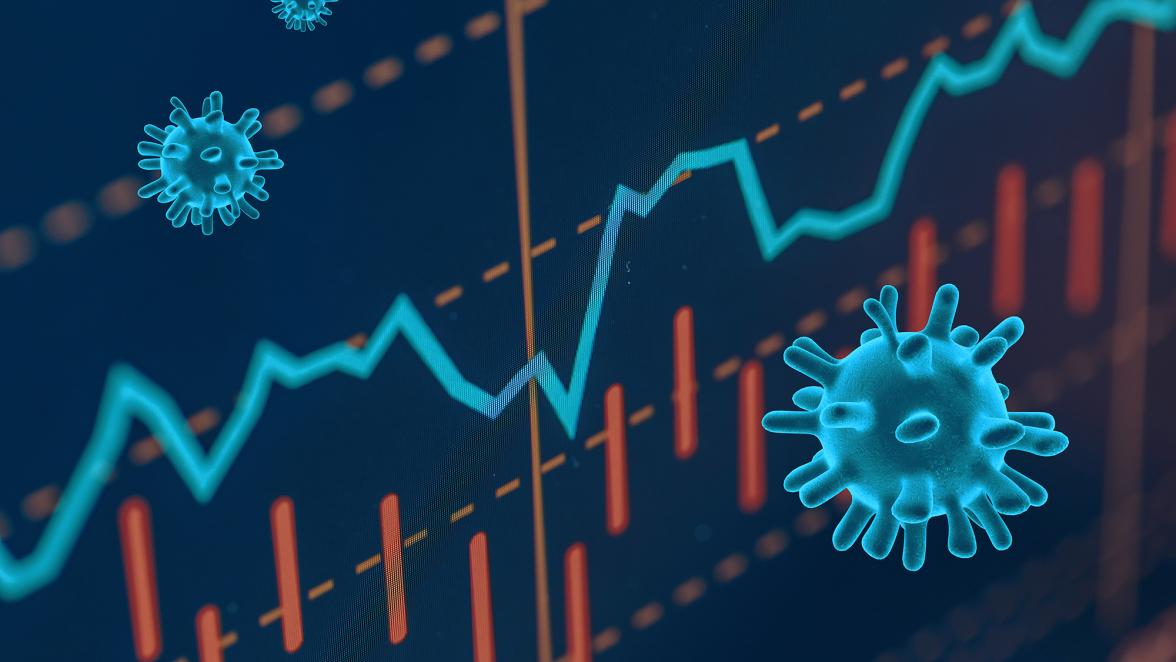 Graphs representing the stock market crash caused by the Coronavirus