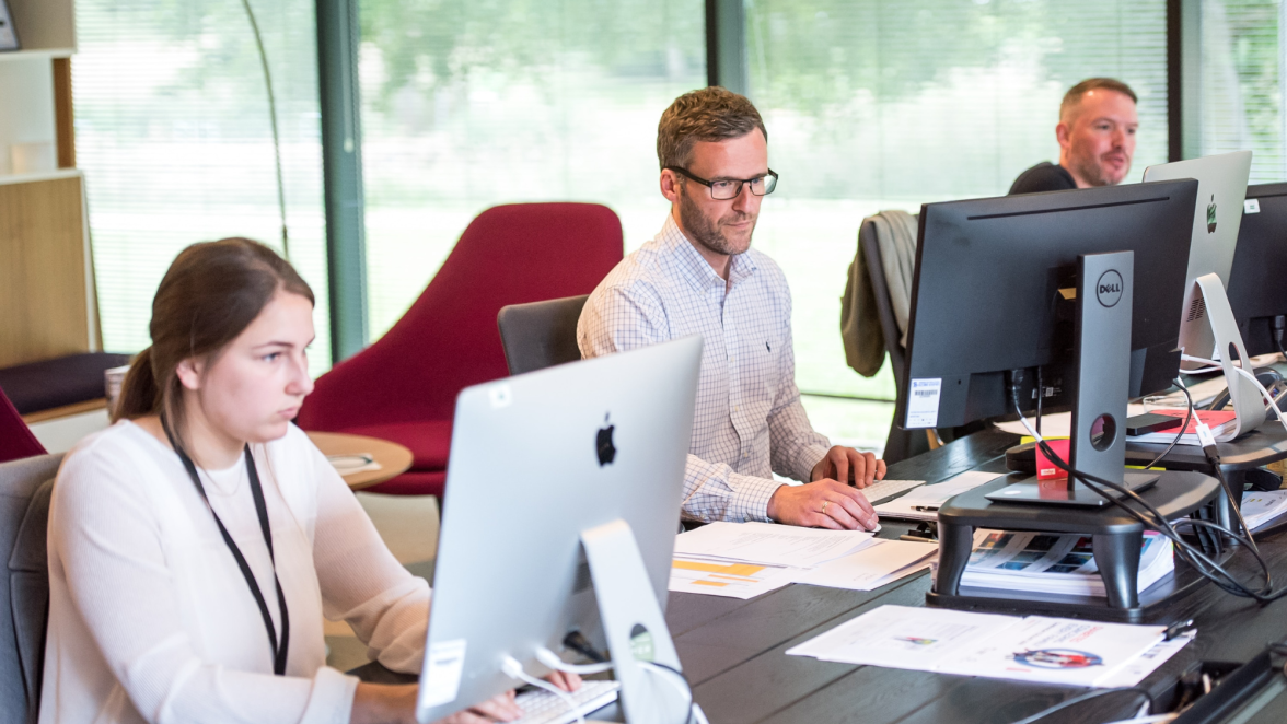 Office workers in a shared space