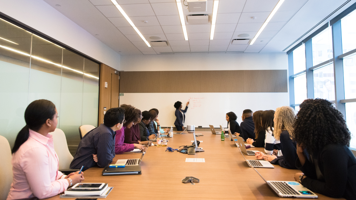 Office workers in conference room