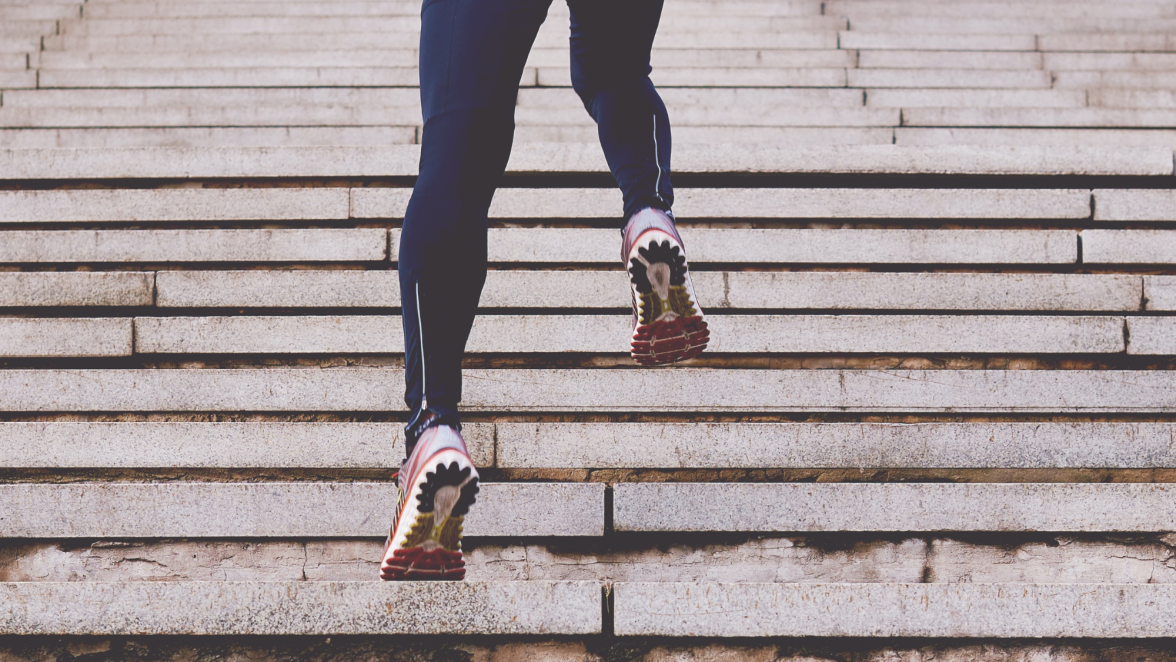 Man running stairs