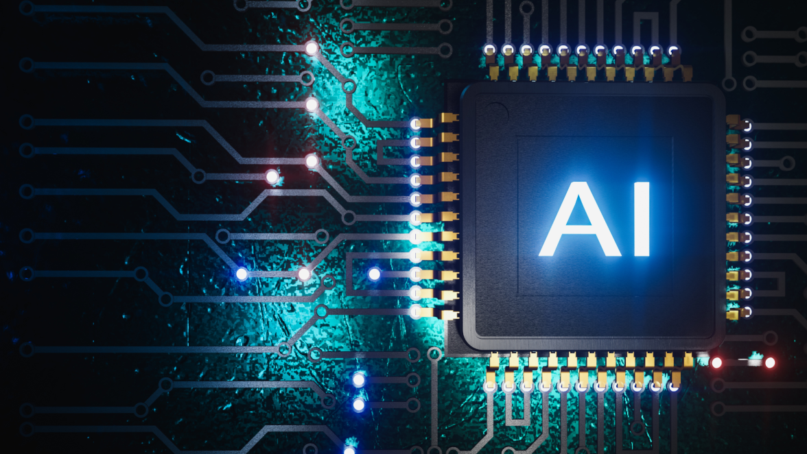 Computer chip with AI written on it