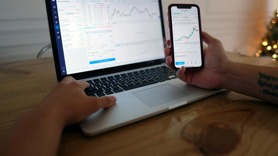 Laptop showing investment data