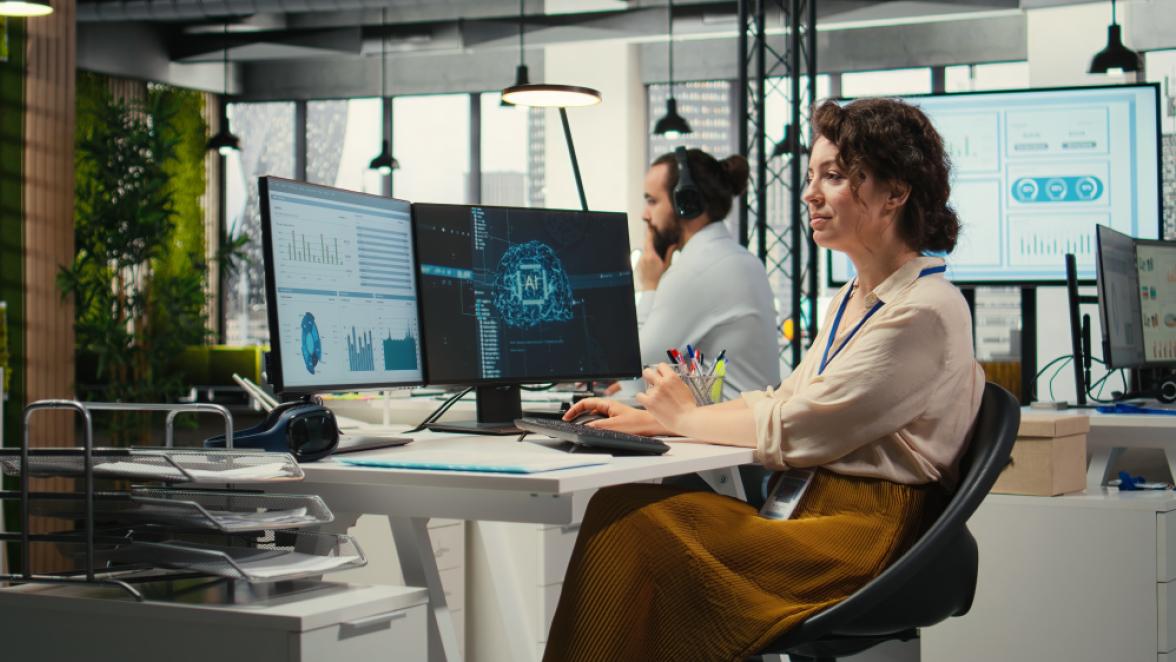 office works using AI on their computers