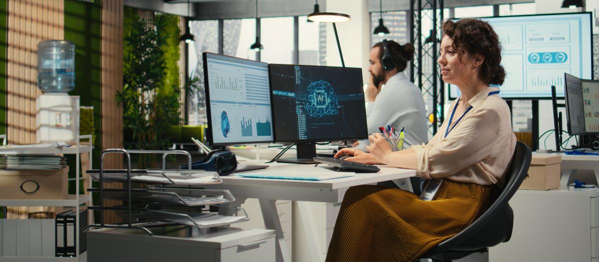 office works using AI on their computers