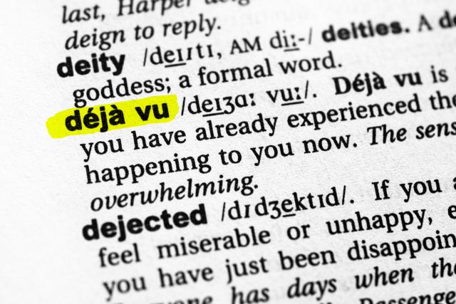 Highlighted word deja vu concept and meaning