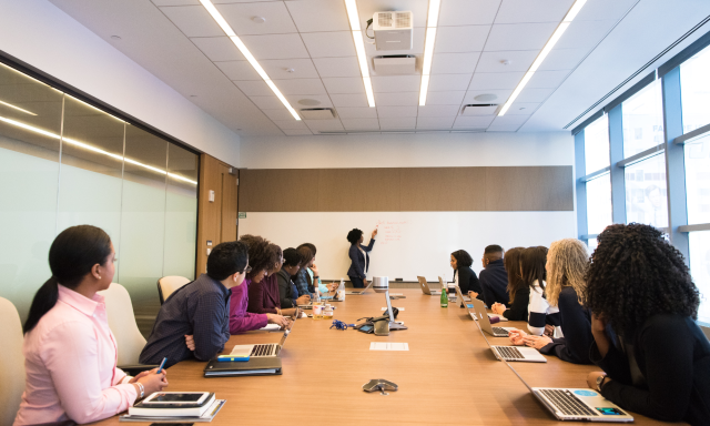 Office workers in conference room