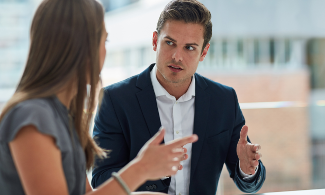 Financial advisor and client conversation