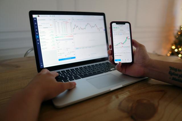 Laptop showing investment data
