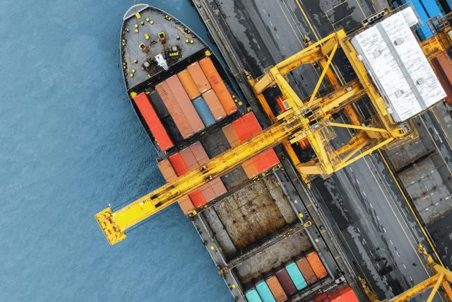 Container ship unloading