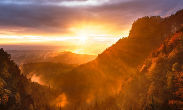 Sunrise in mountains