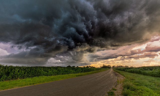 Distant storm clouds