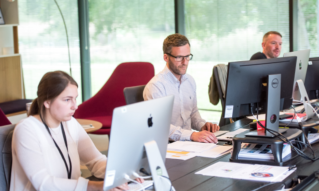 Office workers in a shared space