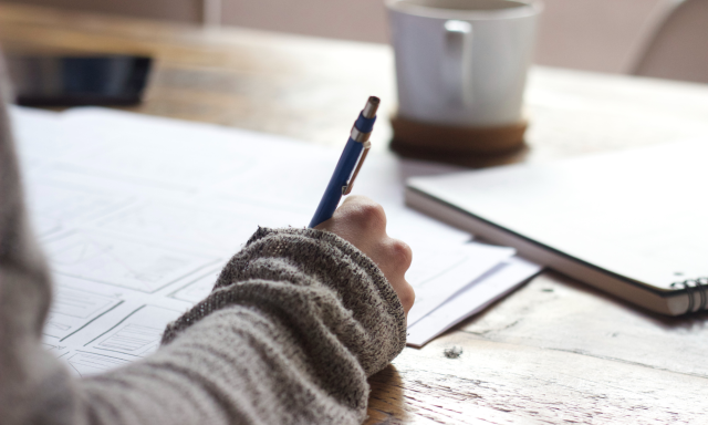 Woman working on paperwork