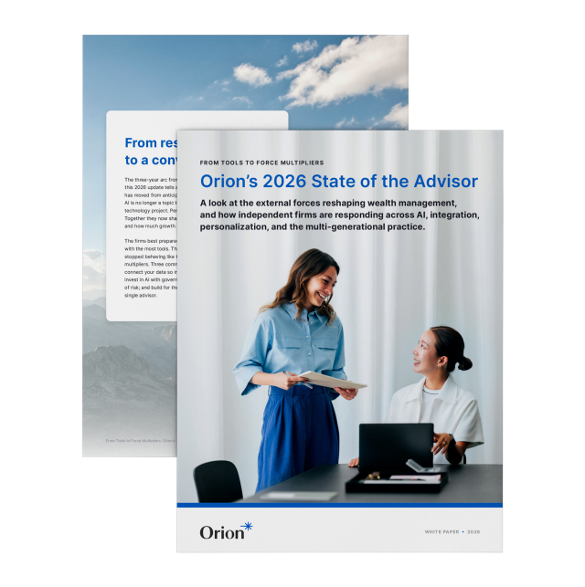 Graphic preview of Orion's 2026 State of the Advisor white paper