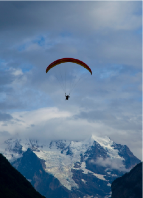 Skydiving over mountains