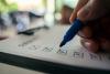 checklist with blue ink